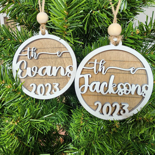 Christmas ornament with last name 2023