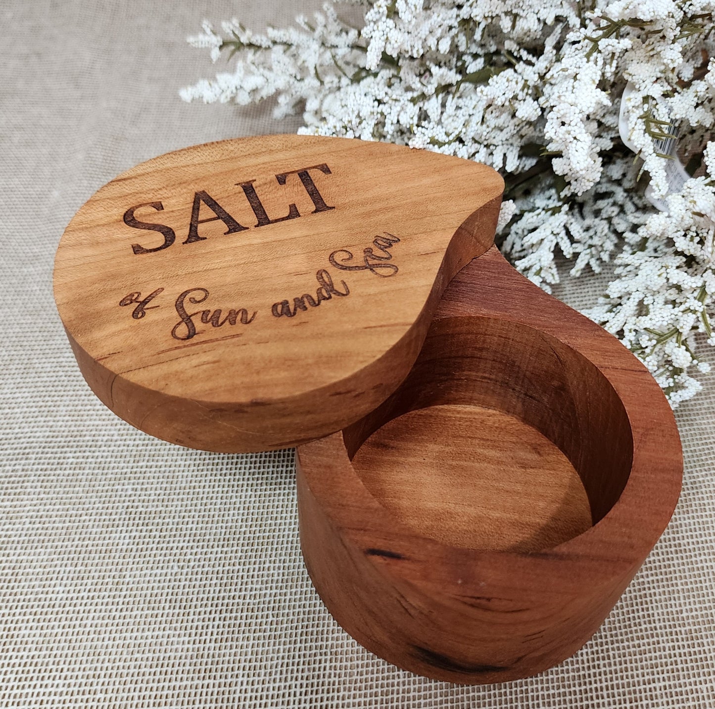 Cherry Teardrop Salt Cellar with swivel lid, Wood Salt Cellar, Pinch Pot, Salt Holder, Salt Pig, Spice Box, Chef Gift, Foodie Gift