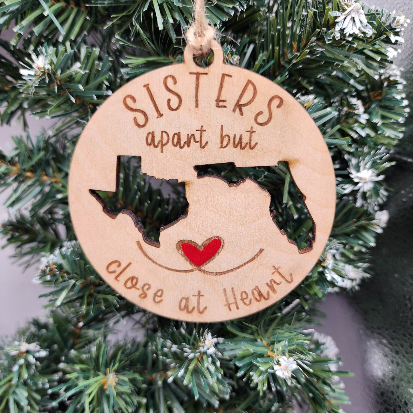 Sisters Apart, Close at Heart Ornaments,