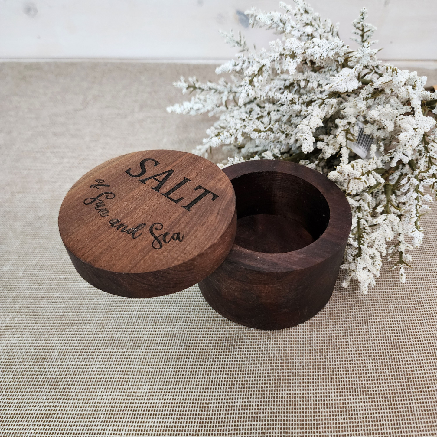 Walnut Salt Cellar with swivel lid, Wood Salt Cellar, Pinch Pot, Salt Holder, Salt Pig, Spice Box, Chef Gift, Foodie Gift