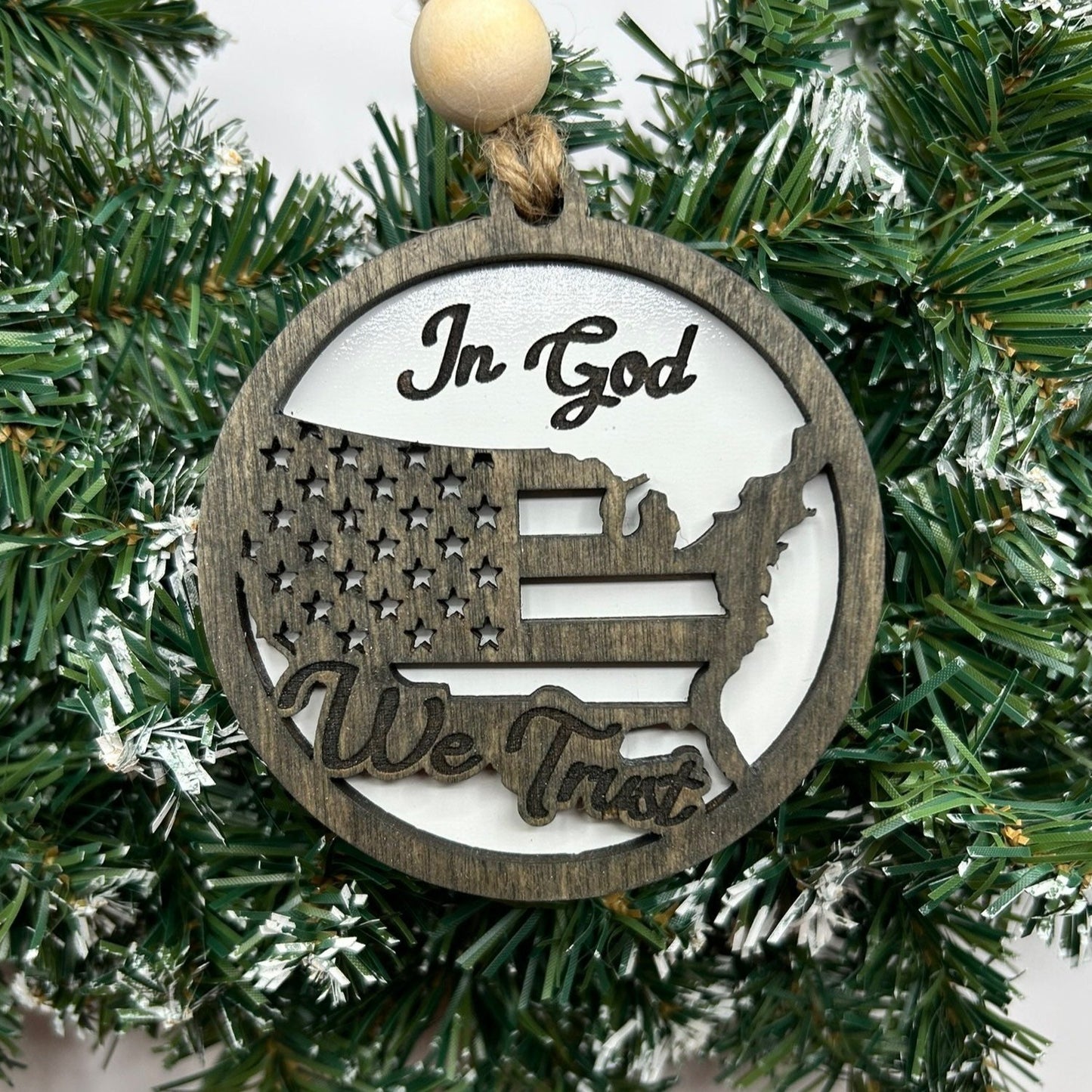 Patriotic wood ornament holiday tree decor