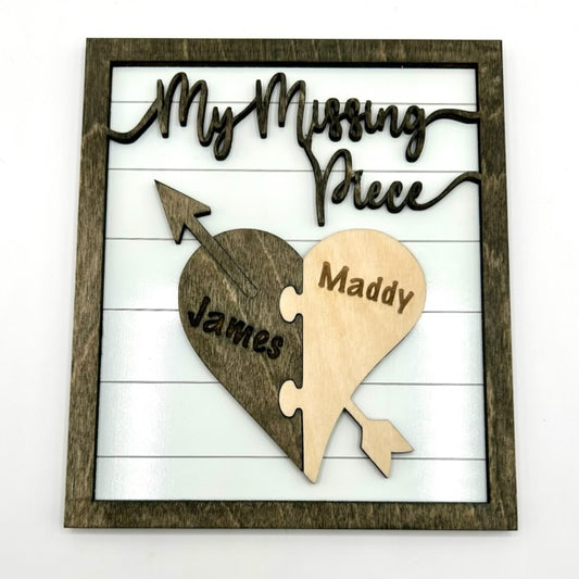 Valentines Day Personalized Gift, Heart puzzle, my missing piece, My Missing Piece Custom Valentines Day Sign, Anniversary, Lovers Gift