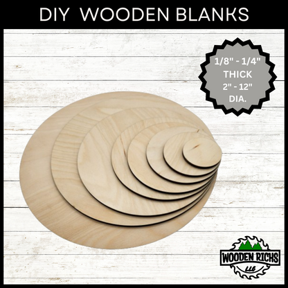 Wood Rounds Door Hanger Blanks 2-12 Inch Laser Cut Plywood Circles, Cake Stand Rounds, DIY Wood Projects