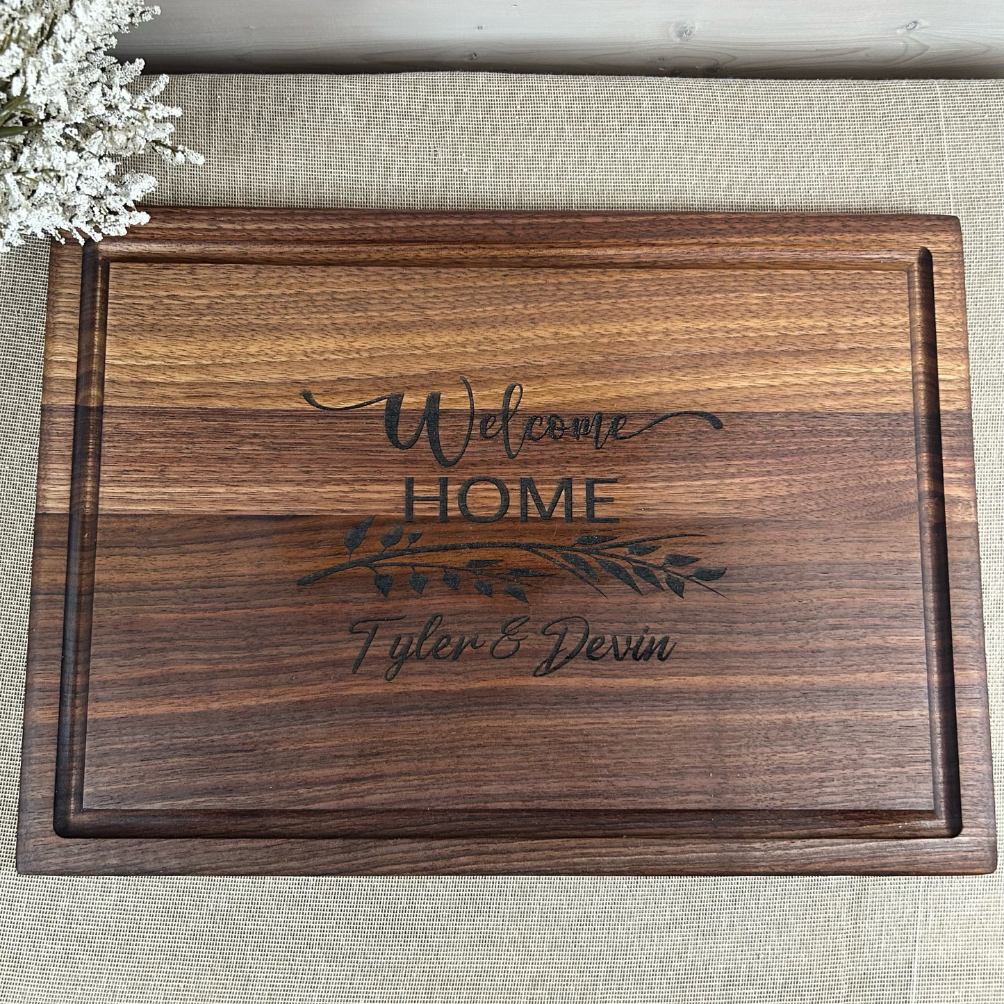 Large Chopping Board with Juice Groove walnut cutting board charcuterie board personalized house warming gift wedding gift serving board