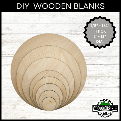 Wood Rounds Door Hanger Blanks 2-12 Inch Laser Cut Plywood Circles, Cake Stand Rounds, DIY Wood Projects