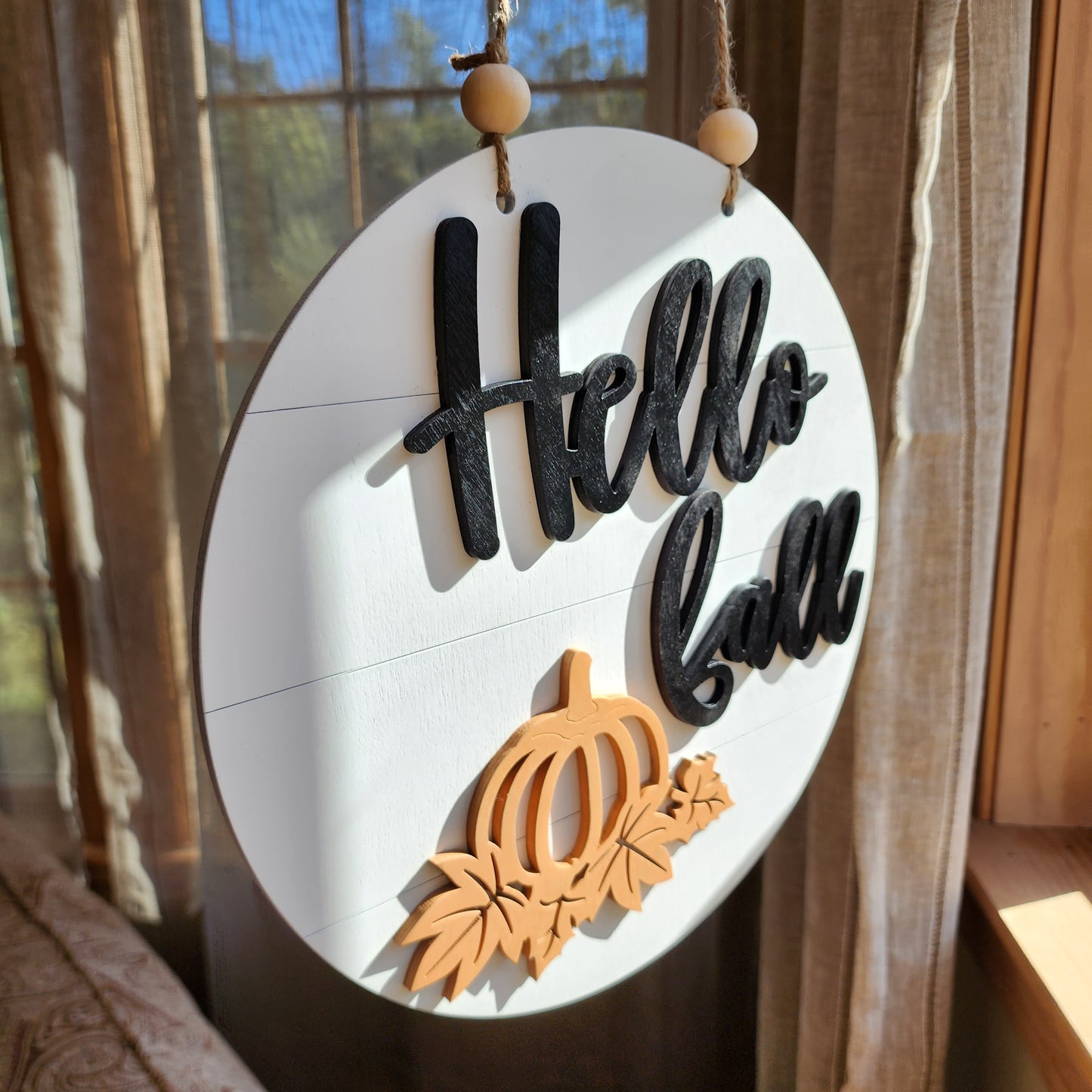 Hello Fall Door Sign Front Door Decor Fall Door Hanger