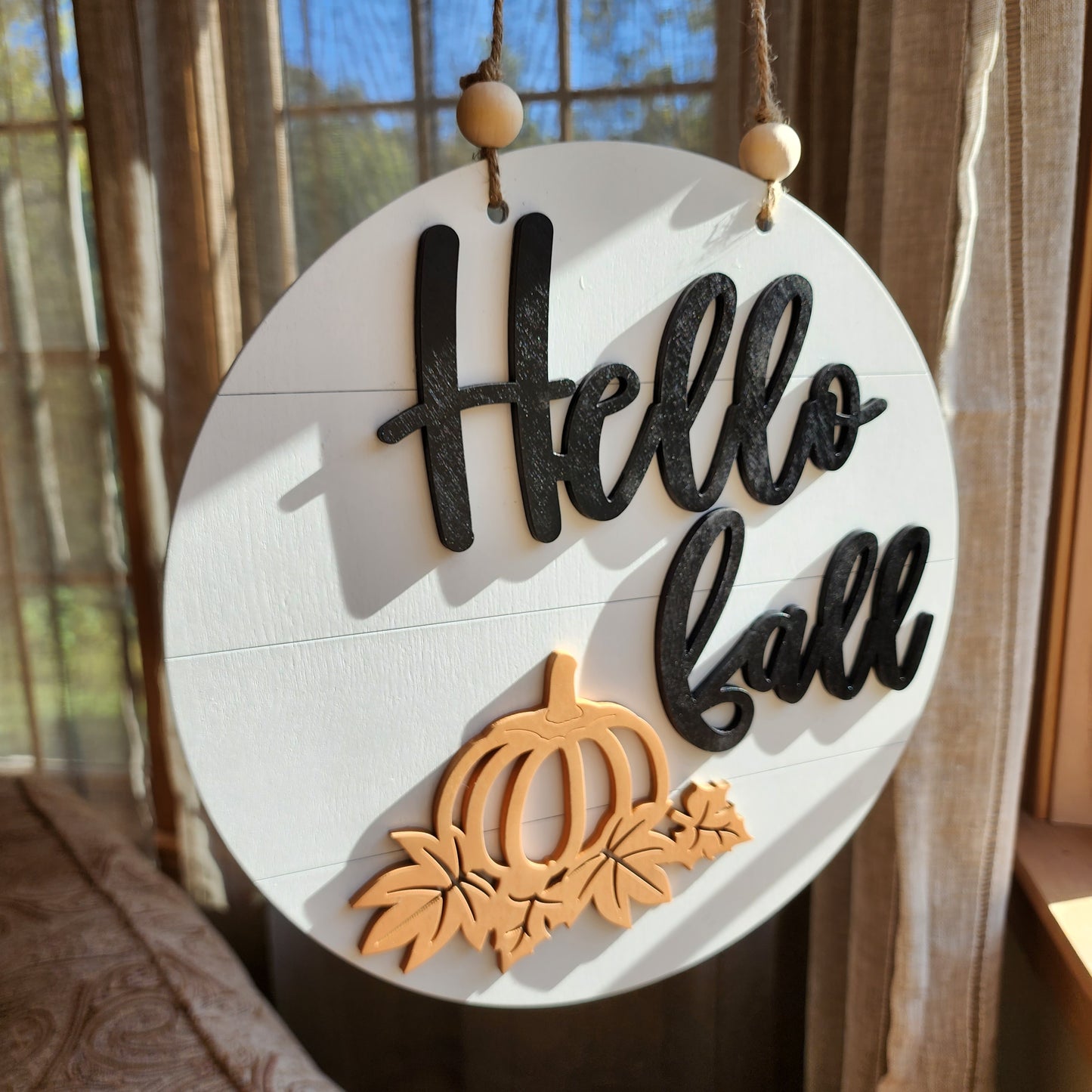 Hello Fall Door Sign Front Door Decor Fall Door Hanger