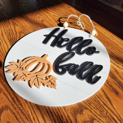 Hello Fall Door Sign Front Door Decor Fall Door Hanger