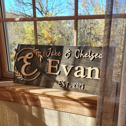 Wedding gift Personalized wooden name sign