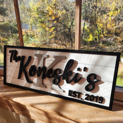 Personalized family last name three layered sign