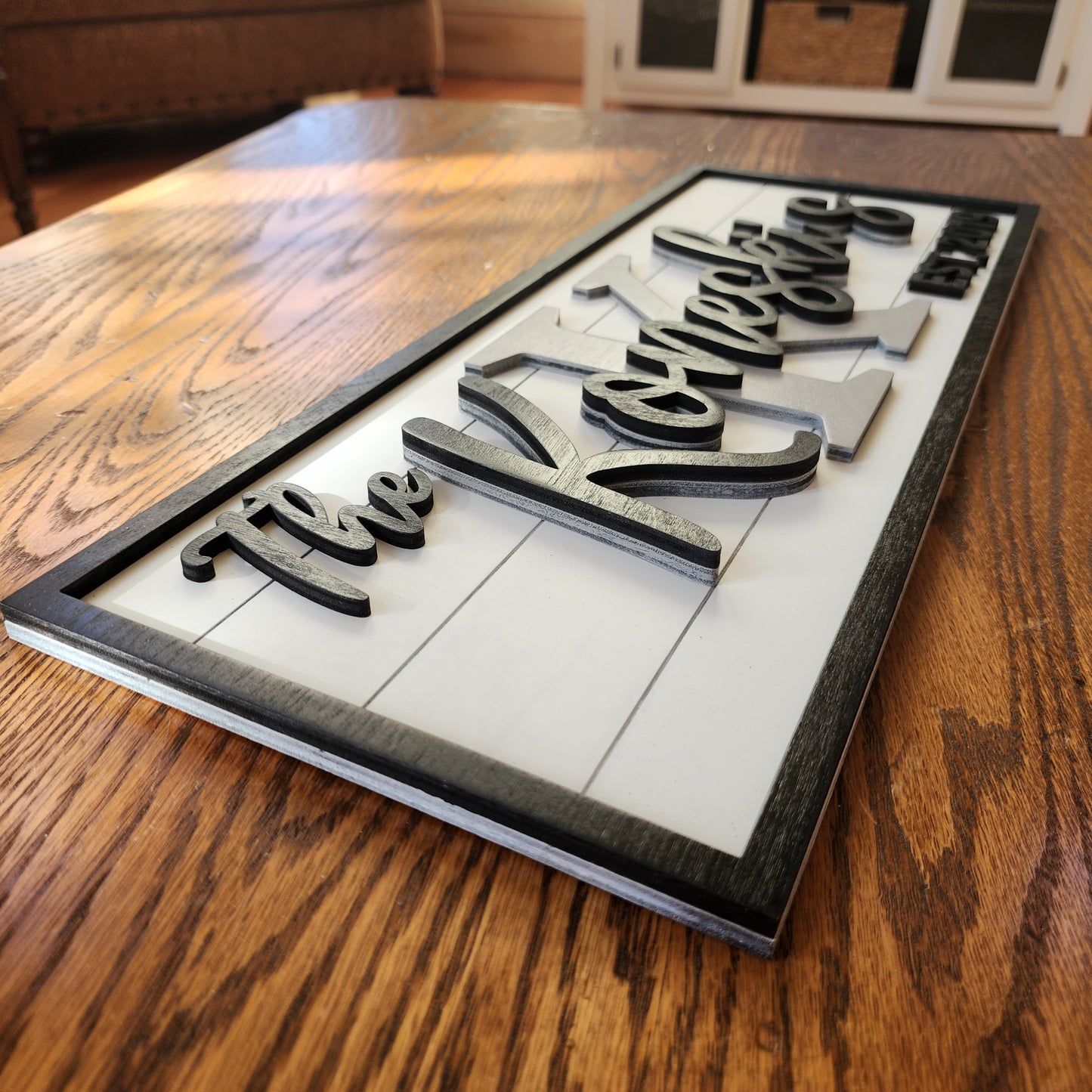 Personalized family last name three layered sign