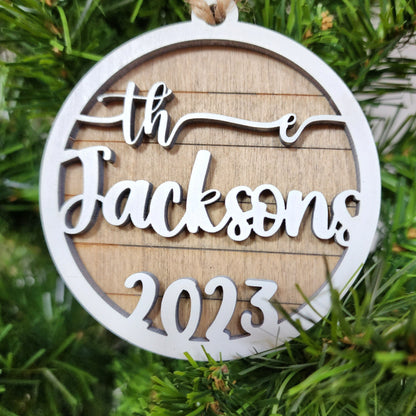 Christmas ornament with last name 2023