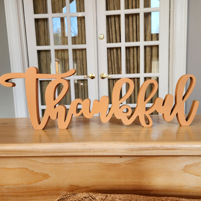Free-standing wood Thankful sign