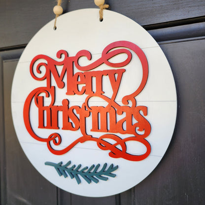 Merry Christmas door hanger with white shiplap