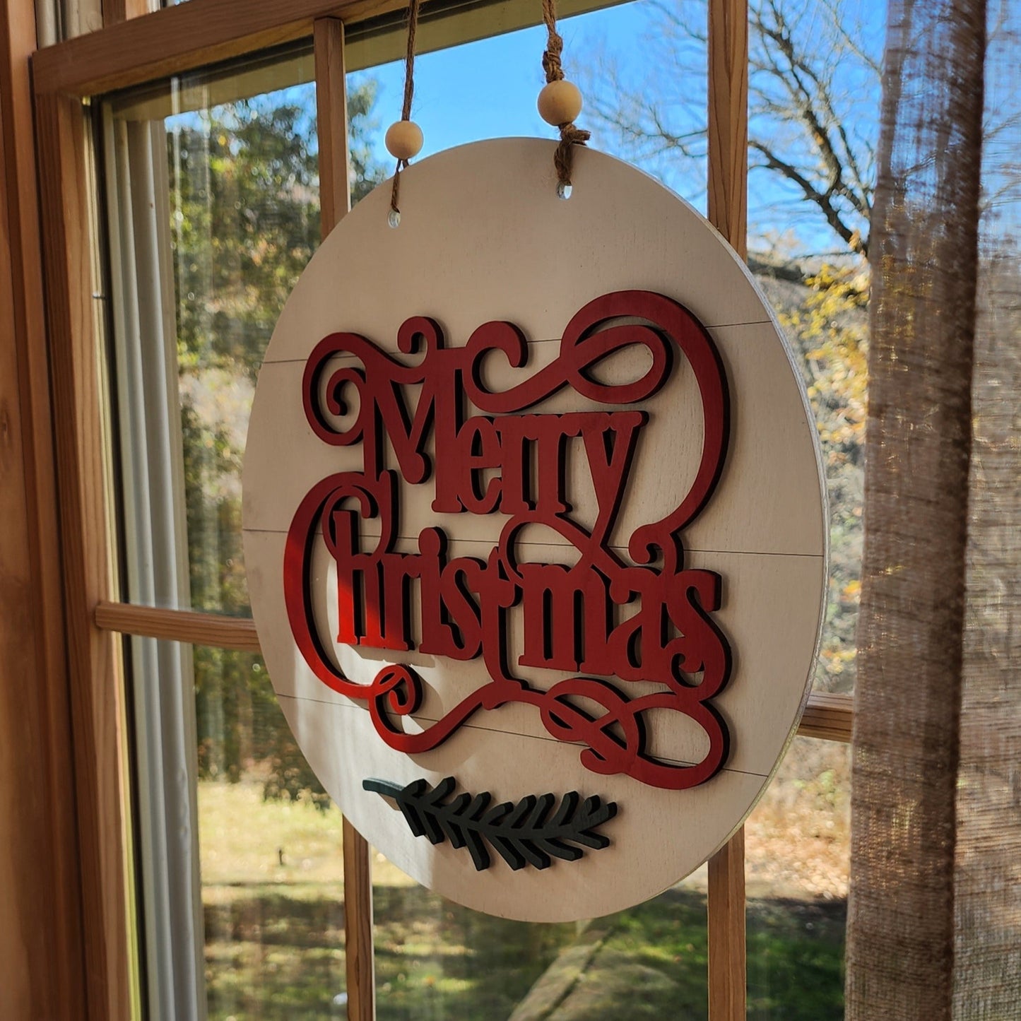 Merry Christmas door hanger with white shiplap