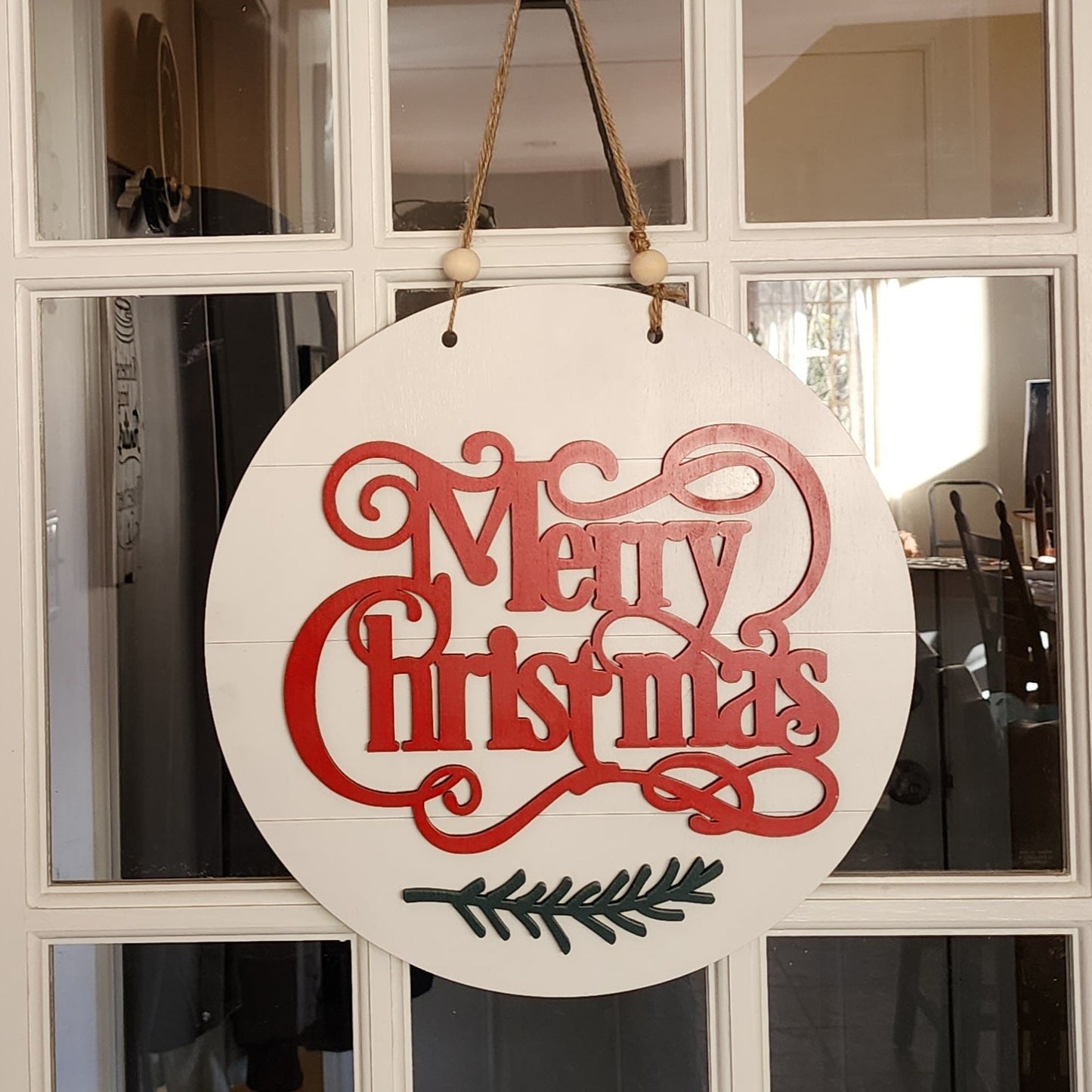 Merry Christmas door hanger with white shiplap