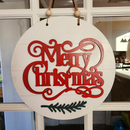 Merry Christmas door hanger with white shiplap