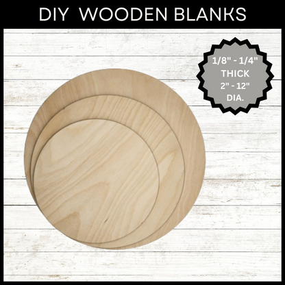 Wood Rounds Door Hanger Blanks 2-12 Inch Laser Cut Plywood Circles, Cake Stand Rounds, DIY Wood Projects