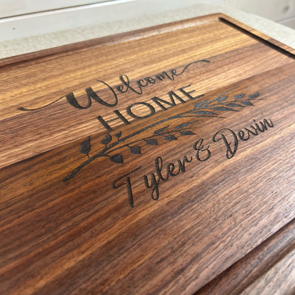 Large Chopping Board with Juice Groove walnut cutting board charcuterie board personalized house warming gift wedding gift serving board