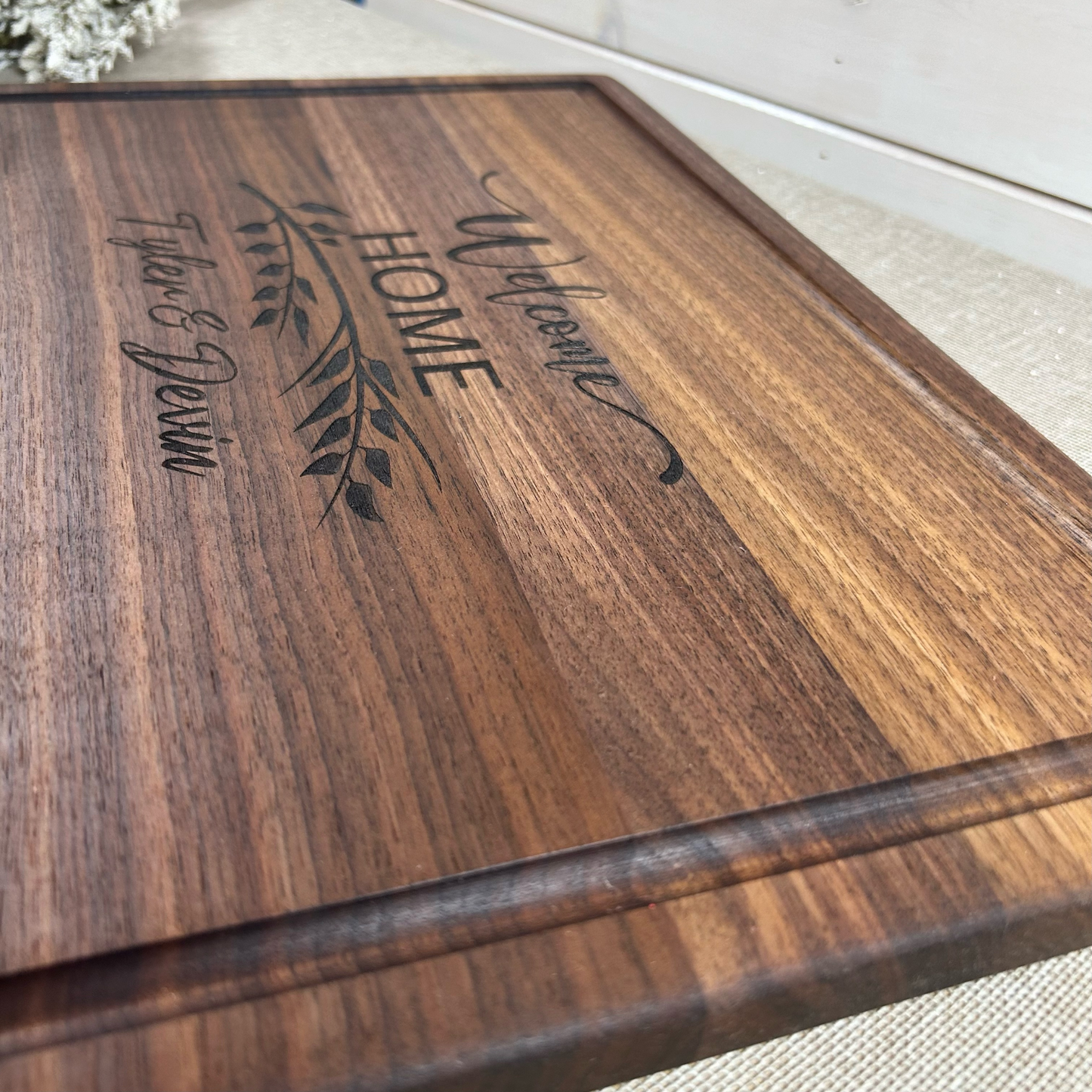 Large Chopping Board with Juice Groove walnut cutting board charcuterie board personalized house warming gift wedding gift serving board