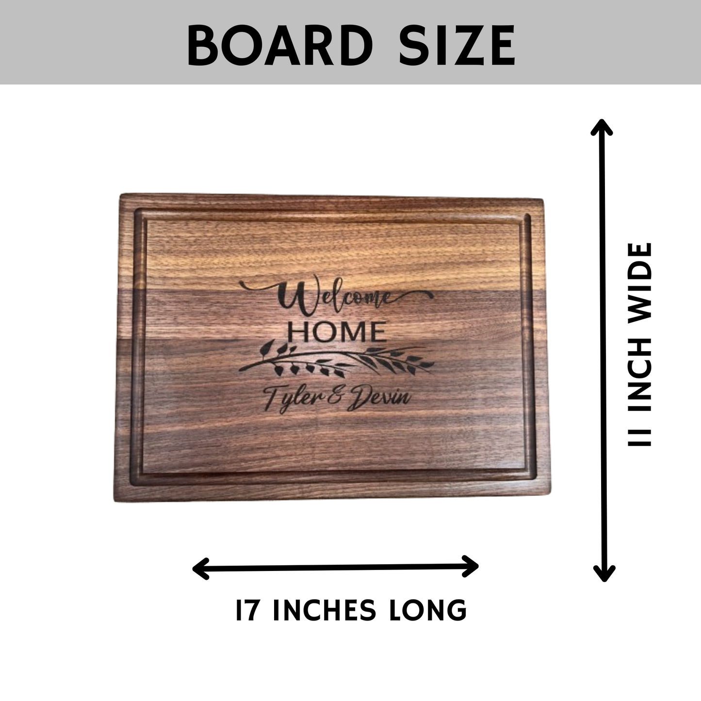 Large Chopping Board with Juice Groove walnut cutting board charcuterie board personalized house warming gift wedding gift serving board