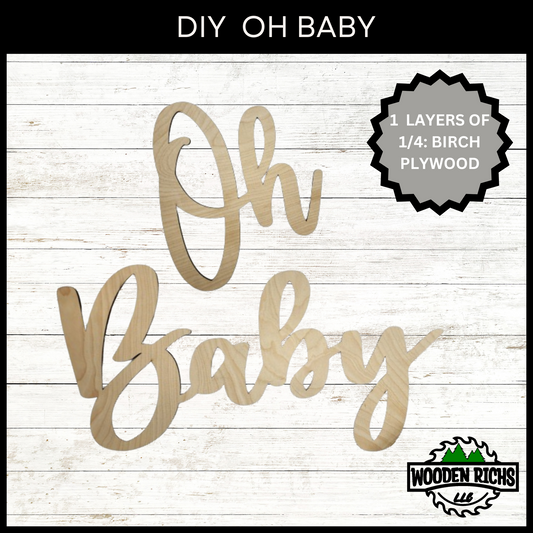 Oh baby wooden sign, baby reveal, oh baby back drop, baby shower