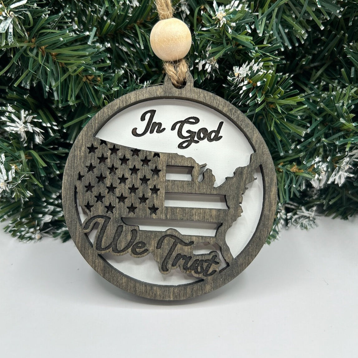 Patriotic wood ornament holiday tree decor