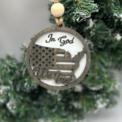Patriotic wood ornament holiday tree decor