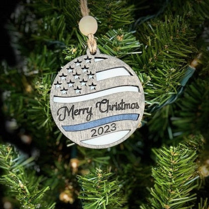 American Flag Christmas ornament Police, Firefighters, and Armed forces