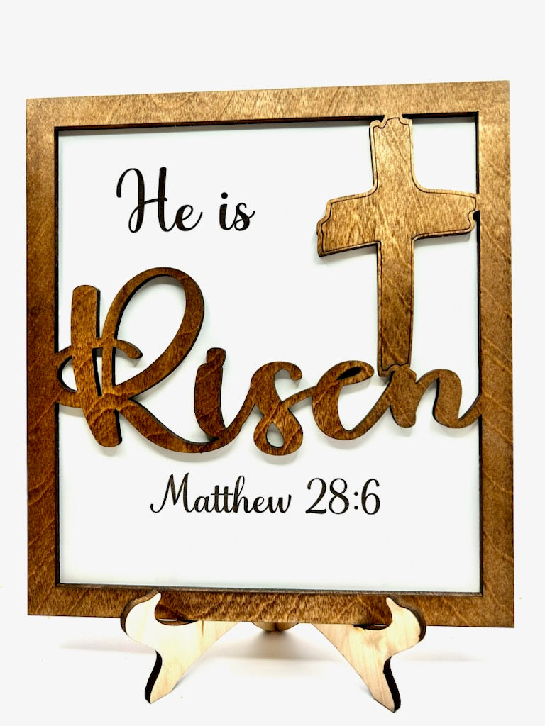 Easter Home Decor Sign, He is Risen Sign, Easter Wall Decor, gift for Easter, Farmhouse Wood Sign, Spring decor, Easter sunday gift