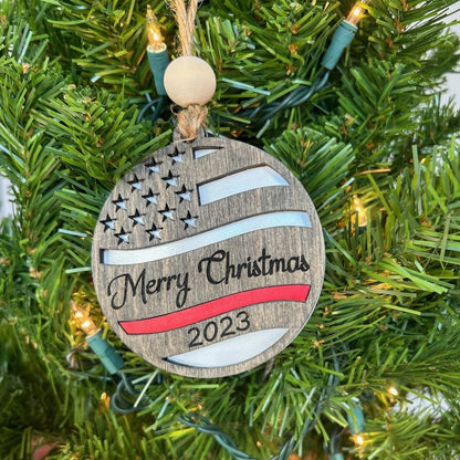 American Flag Christmas ornament Police, Firefighters, and Armed forces