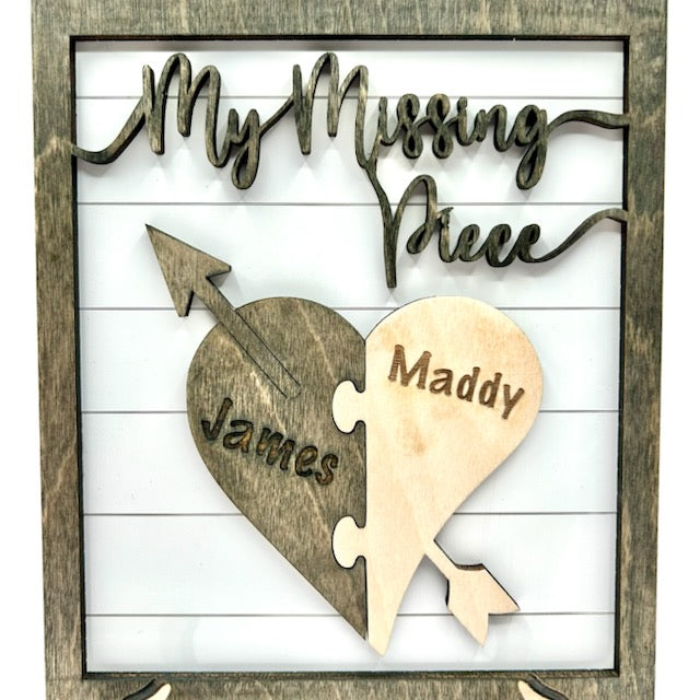 Valentines Day Personalized Gift, Heart puzzle, my missing piece, My Missing Piece Custom Valentines Day Sign, Anniversary, Lovers Gift