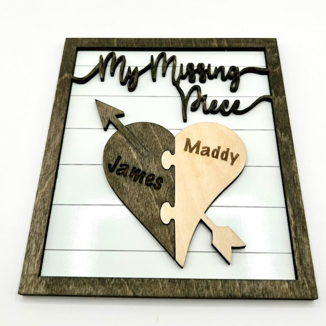Valentines Day Personalized Gift, Heart puzzle, my missing piece, My Missing Piece Custom Valentines Day Sign, Anniversary, Lovers Gift