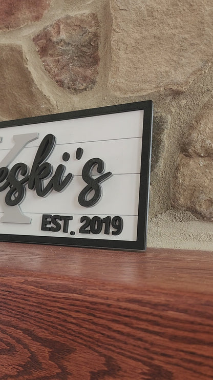 Personalized family last name three layered sign